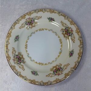 Noritake Acacia 10” Dinner Plate Fine China Cream Gold Pink Rose Floral Motif